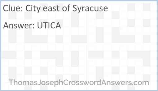 City east of Syracuse Answer