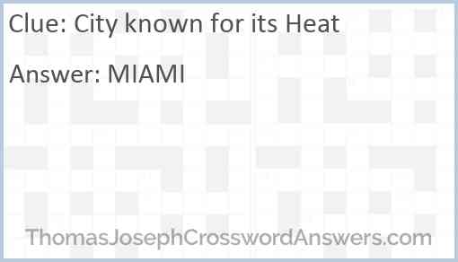 City known for its Heat Answer
