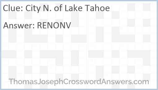 City N. of Lake Tahoe Answer