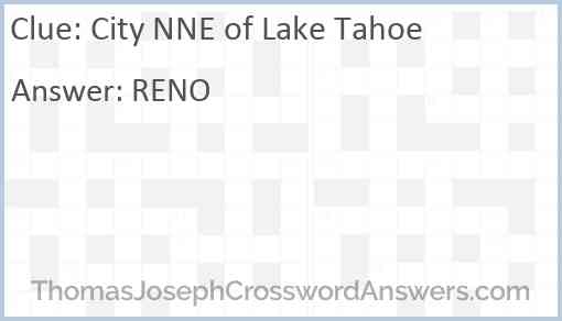 City NNE of Lake Tahoe Answer