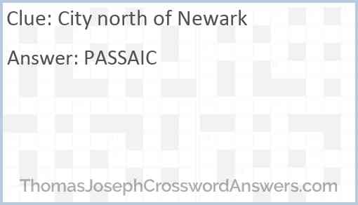 City north of Newark Answer
