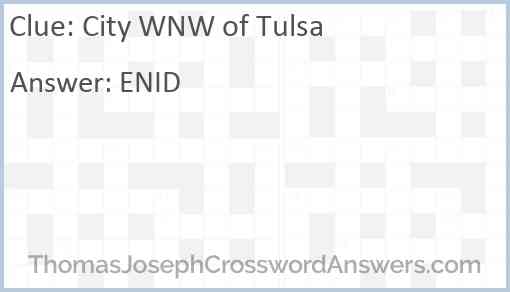 City WNW of Tulsa Answer