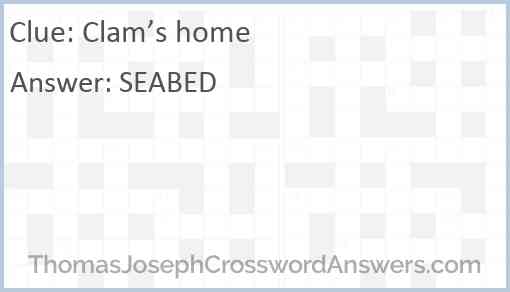 Clam’s home Answer