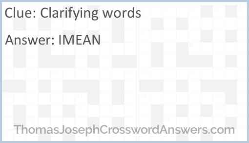 Clarifying words Answer