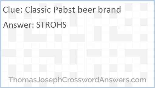 Classic Pabst beer brand Answer