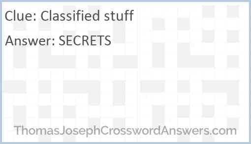 Classified stuff Answer