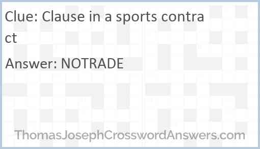 Clause in a sports contract Answer