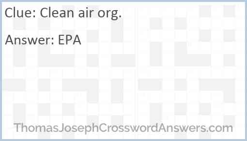 Clean air org. Answer