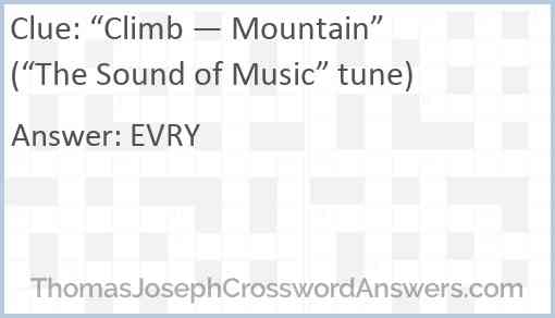 “Climb — Mountain” (“The Sound of Music” tune) Answer