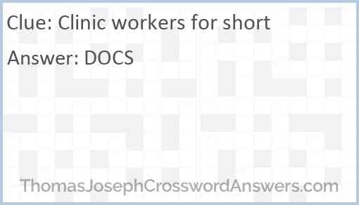 Clinic workers for short Answer