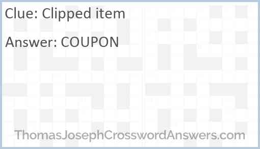 Clipped item Answer