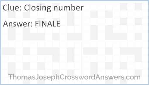 Closing number Answer