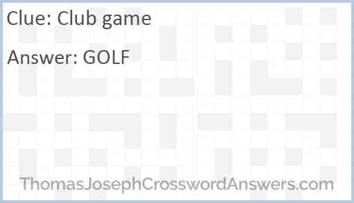 Club game Answer