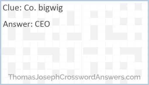 Co. bigwig Answer