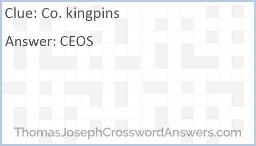 Co. kingpins Answer