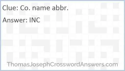 Co. name abbr. Answer