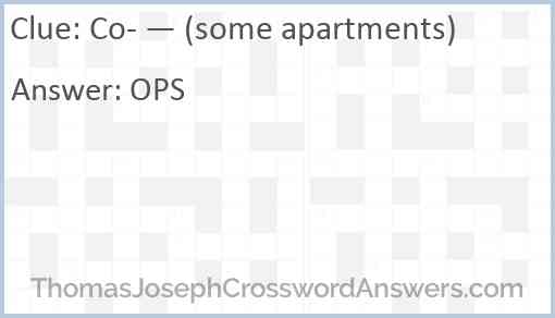 Co- — (some apartments) Answer