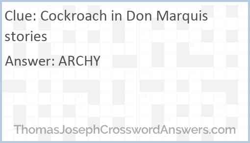 Cockroach in Don Marquis stories Answer