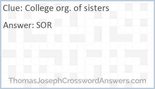 College org. of sisters Answer