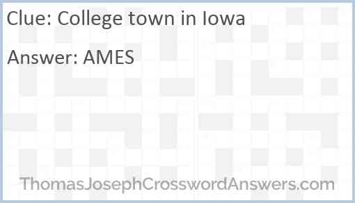 College town in Iowa Answer