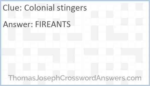 Colonial stingers Answer