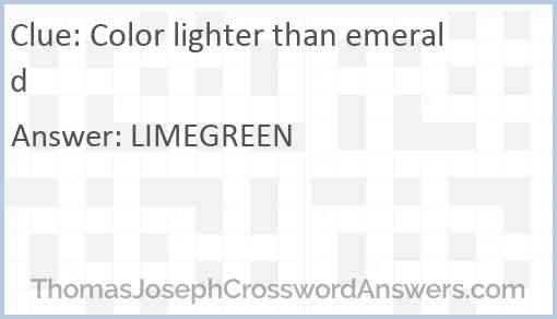 Color lighter than emerald Answer