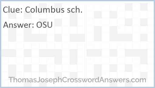 Columbus sch. Answer
