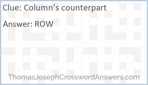 Column’s counterpart Answer