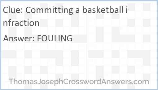 Committing a basketball infraction Answer