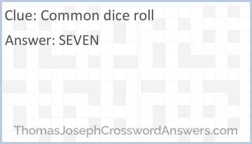 Common dice roll Answer