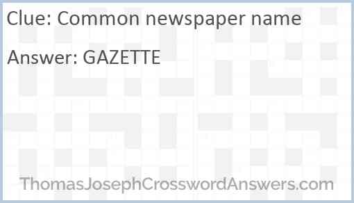 Common newspaper name Answer