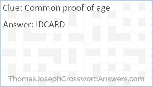 Common proof of age Answer