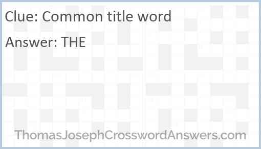 Common title word Answer