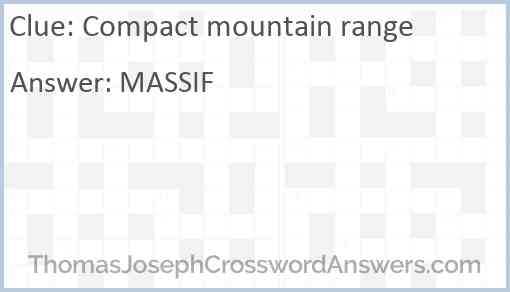 Compact mountain range Answer