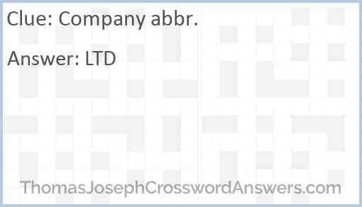 Company abbr. Answer