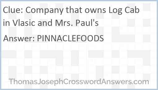 Company that owns Log Cabin Vlasic and Mrs. Paul's Answer