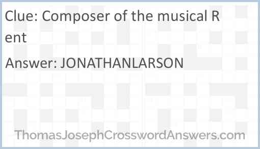 Composer of the musical Rent Answer