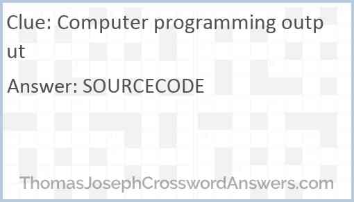 Computer programming output Answer
