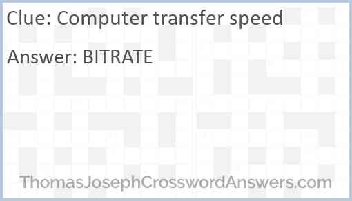 Computer transfer speed Answer