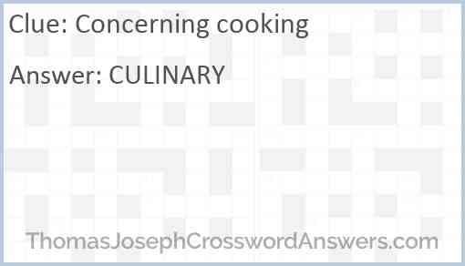Concerning cooking Answer