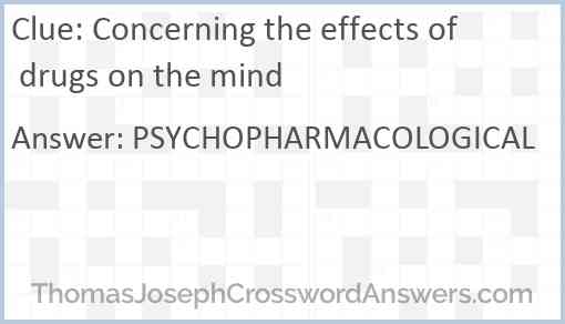 Concerning the effects of drugs on the mind Answer