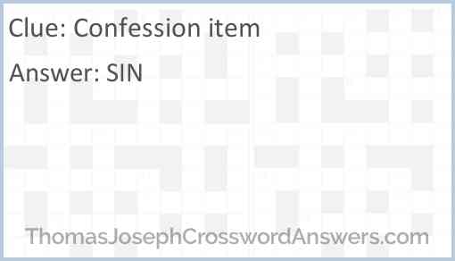 Confession item Answer