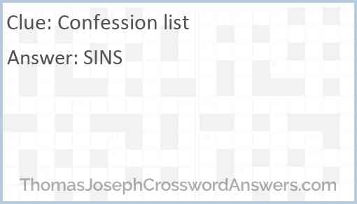 Confession list Answer