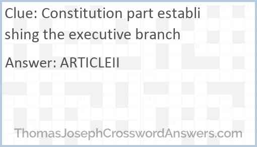 Constitution part establishing the executive branch Answer