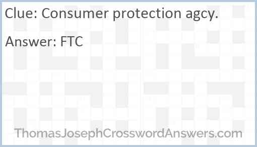 Consumer protection agcy. Answer