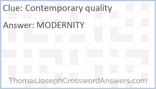 Contemporary quality Answer
