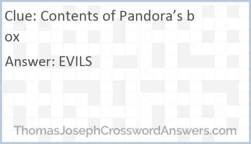 Contents of Pandora’s box Answer