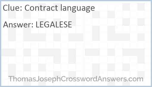 Contract language Answer