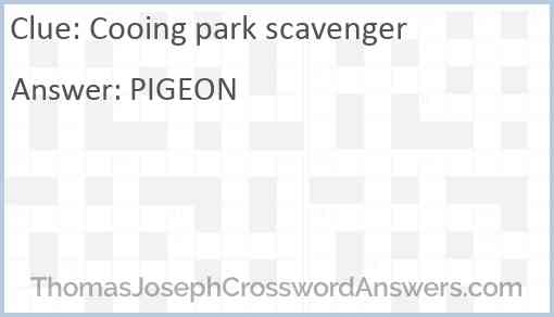 Cooing park scavenger Answer