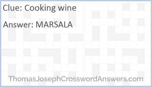 Cooking wine Answer